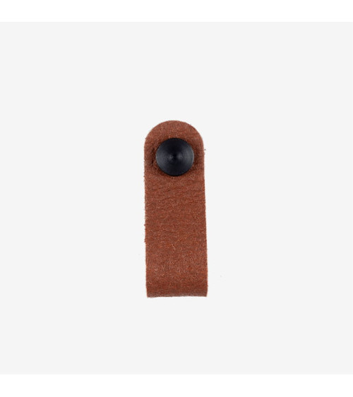 Botón de mueble marrón en cuero de piña - tirador de diseño