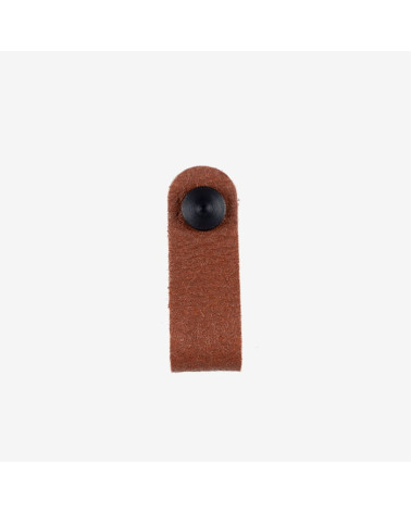 Botón de mueble marrón en cuero de piña - tirador de diseño
