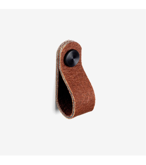 Botón de mueble marrón en cuero de piña - tirador de diseño