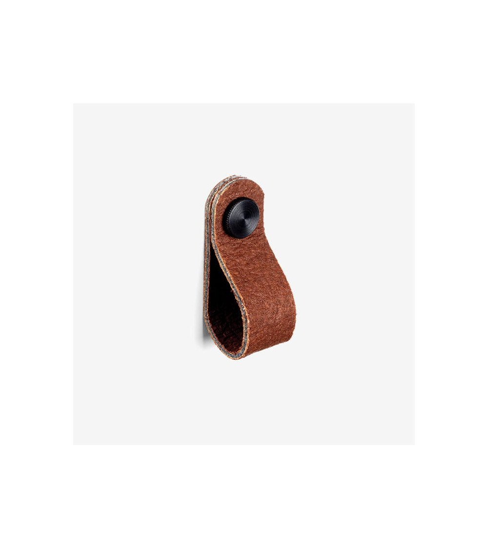 Botón de mueble marrón en cuero de piña - tirador de diseño