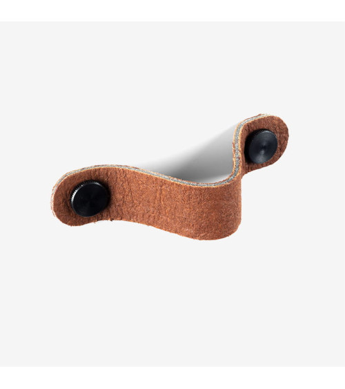 Tirador de mueble marrón en cuero de piña - diseño