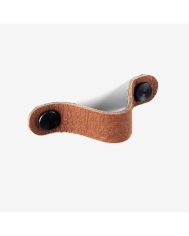 Tirador de mueble marrón en cuero de piña - diseño