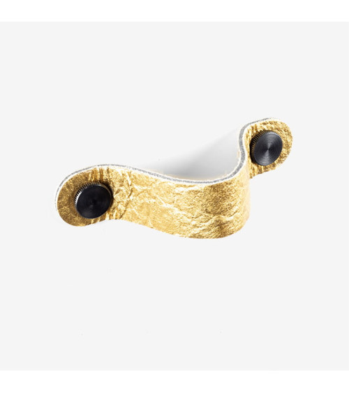 Tirador de mueble dorado en cuero de piña - diseño