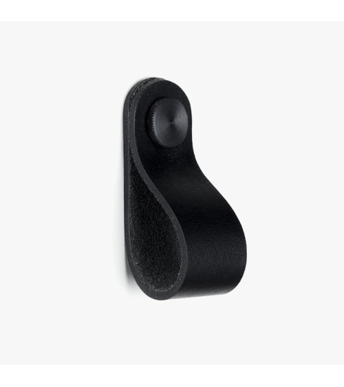 Botón de mueble negro en cuero natural - diseño