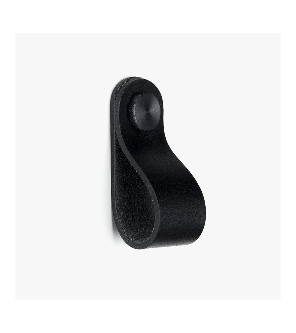 Botón de mueble negro en cuero natural - diseño