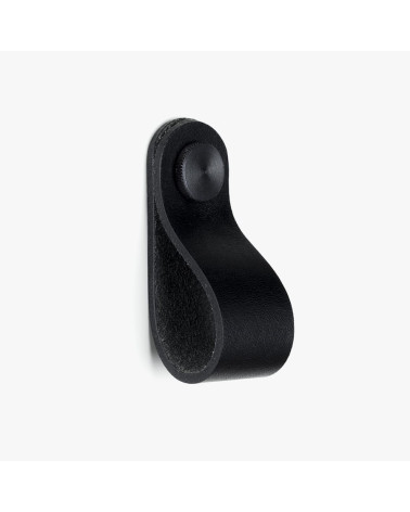 Botón de mueble negro en cuero natural - diseño