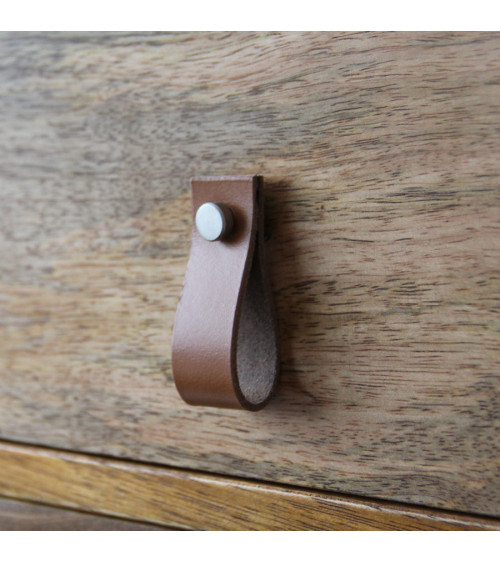 Tirador de mueble en cuero ante claro