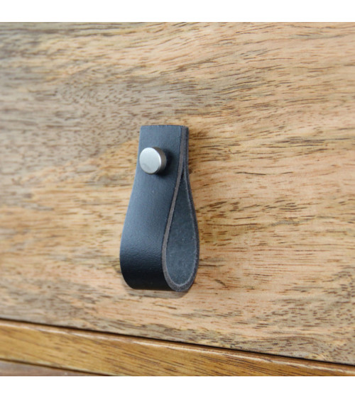 Botón de mueble tirette en cuero negro - diseño