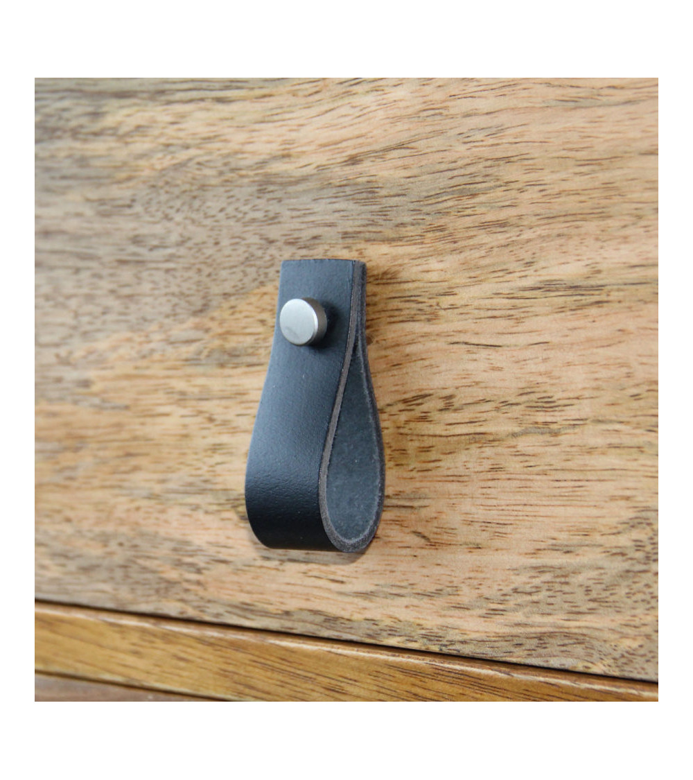 Botón de mueble tirette en cuero negro - diseño