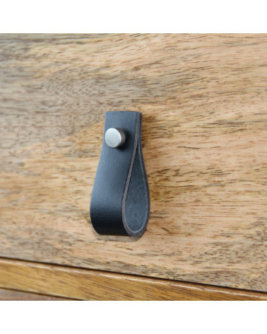 Botón de mueble tirette en cuero negro - diseño