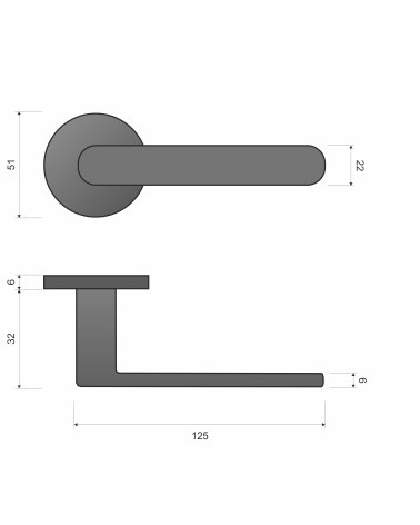 Tirador de puerta Line Vénus diseño con dimensiones