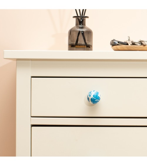 Botón de mueble de madera de haya Azul Azur - tirador de diseño