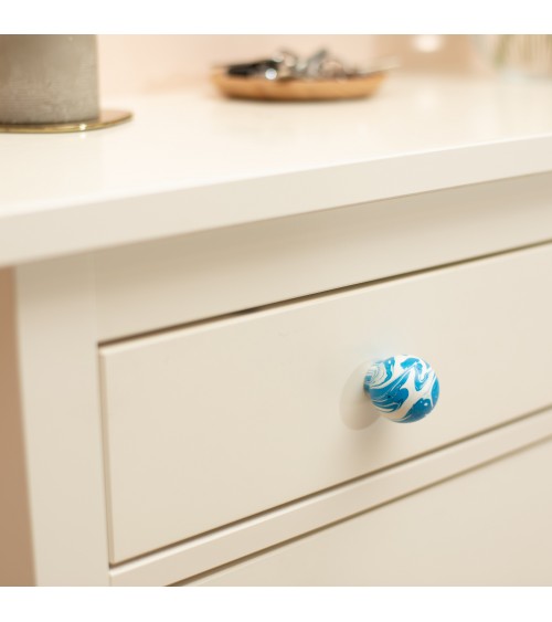 Botón de mueble de madera de haya Azul Azur - tirador de diseño