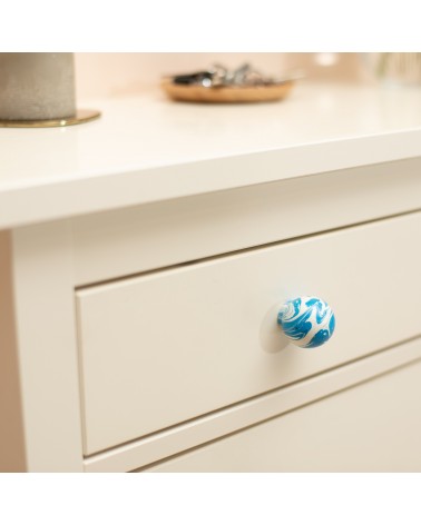 Botón de mueble de madera de haya Azul Azur - tirador de diseño