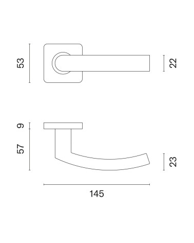 Tirador de puerta de acero inoxidable KVADRAT 1706 diseño con dimensiones