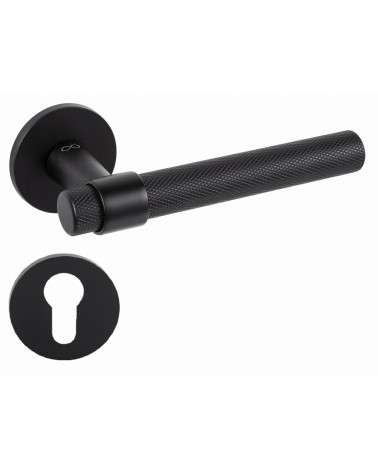 Tirador de puerta negra GHOST diseño con escudo con llave i