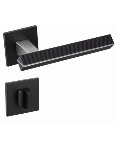 Palanca de puerta bicolor cromo cepillado/negro CARRERA palanca de diseño con escudo WC