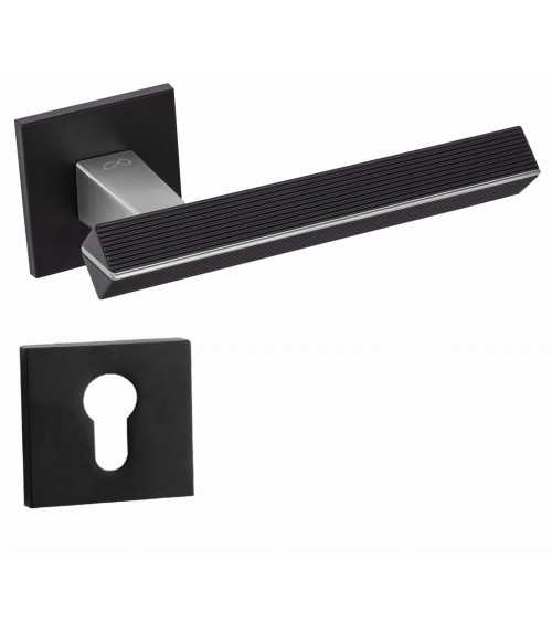 Palanca de puerta bicolor cromo cepillado/negro CARRERA palanca de diseño