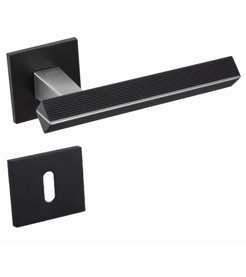 Palanca de puerta bicolor cromo cepillado/negro CARRERA palanca de diseño