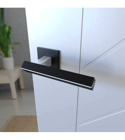 Palanca de puerta bicolor cromo cepillado/negro CARRERA palanca de diseño