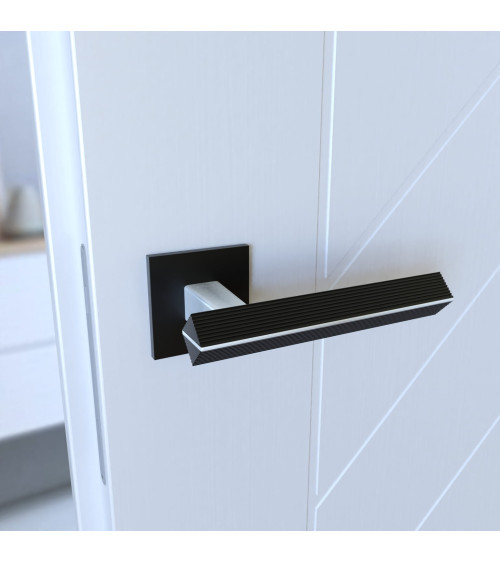 Palanca de puerta bicolor cromo cepillado/negro CARRERA palanca de diseño
