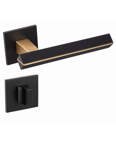 Palanca de puerta bicolor oro mate/negro CARRERA palanca de diseño con escudo WC