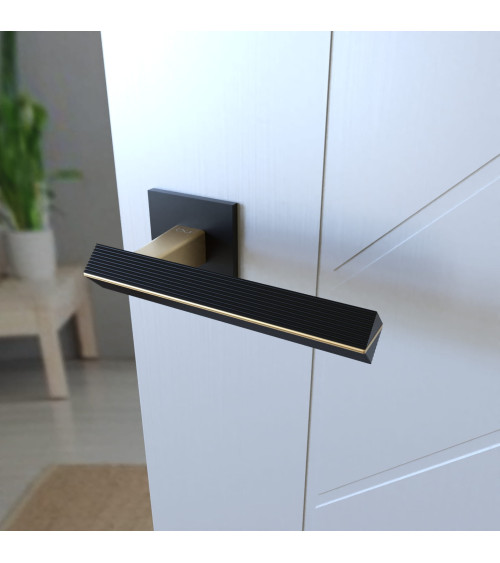 Palanca de puerta bicolor oro mate/negro CARRERA palanca de diseño
