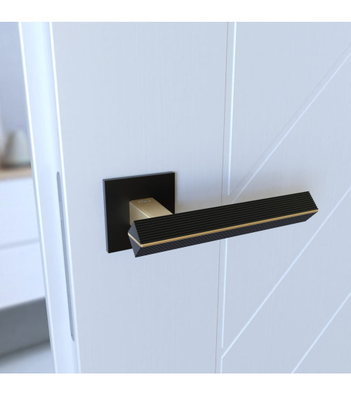 Palanca de puerta bicolor oro mate/negro CARRERA palanca de diseño