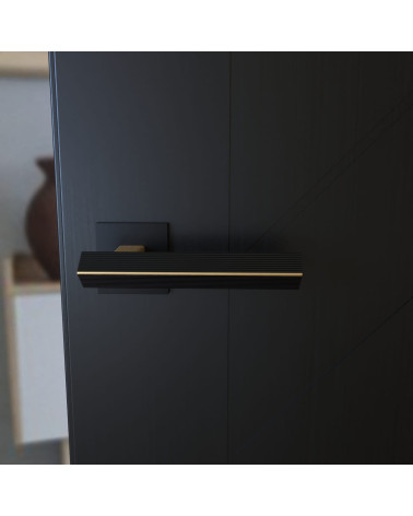 Palanca de puerta bicolor oro mate/negro CARRERA palanca de diseño montada en una puerta