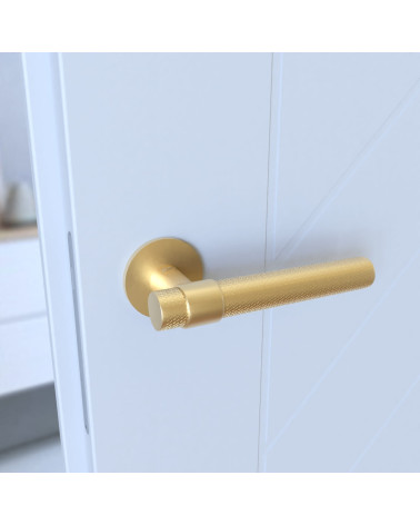 Tirador de puerta texturizado GHOST tirador de diseño montado en una puerta entreabierta