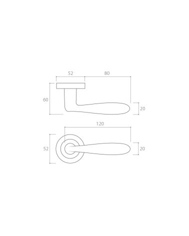 Manilla de puerta HANDY con dimensiones