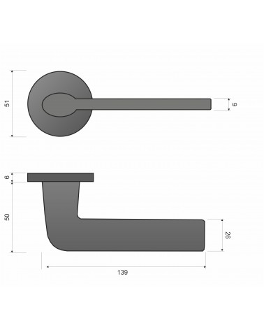 Manilla de puerta STINGER con dimensiones