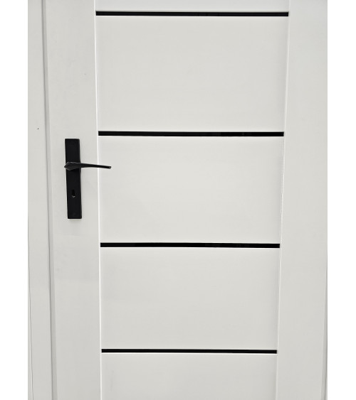 Manilla de puerta negra sobre placa larga - modelo Adel - diseño