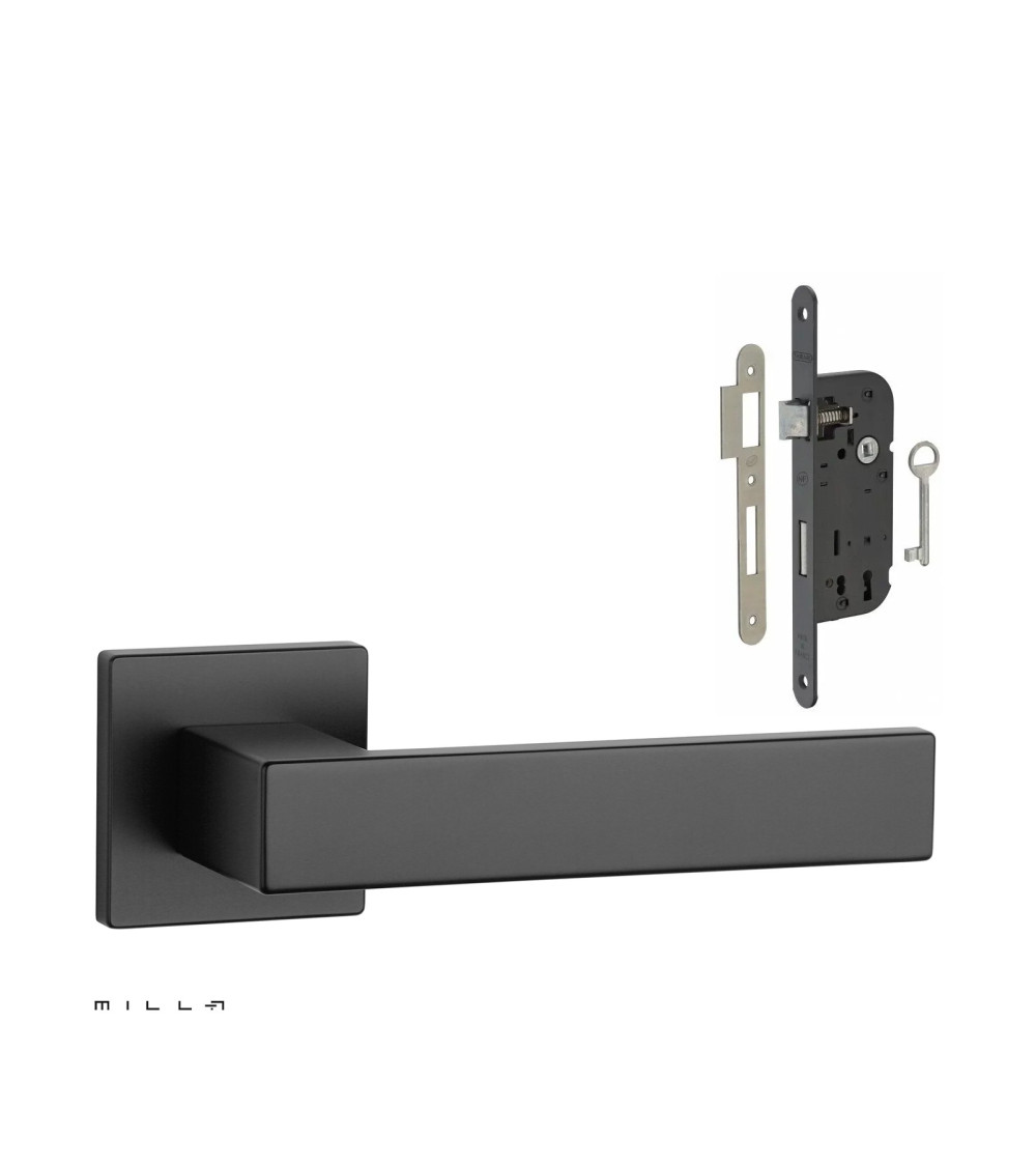 Set de tirador de puerta blanca PINA con la cerradura Llave de Habitación blanca sobre fondo blanco