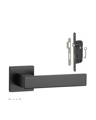 Set de tirador de puerta blanca PINA con la cerradura Llave de Habitación blanca sobre fondo blanco