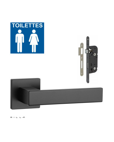 Set de tirador de puerta blanca PINA con la cerradura WC blanca sobre fondo blanco