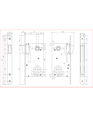 Cerradura magnética de diseño entreje 90 con llave de barrilete - tirador de diseño