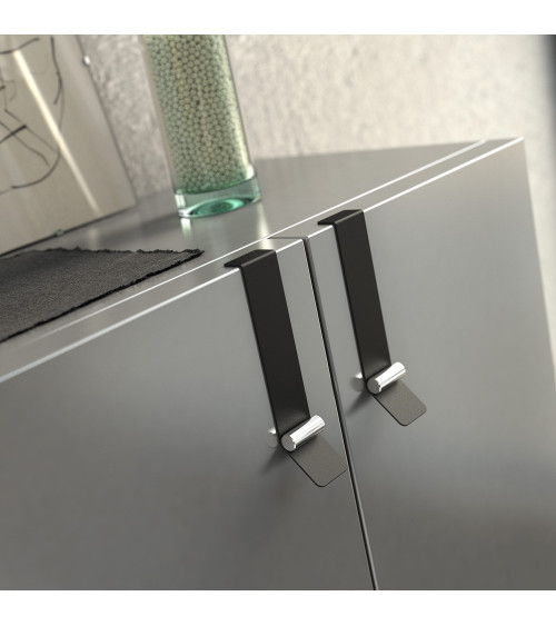 Tirador de mueble negro mate/cromo brillante TORN diseño