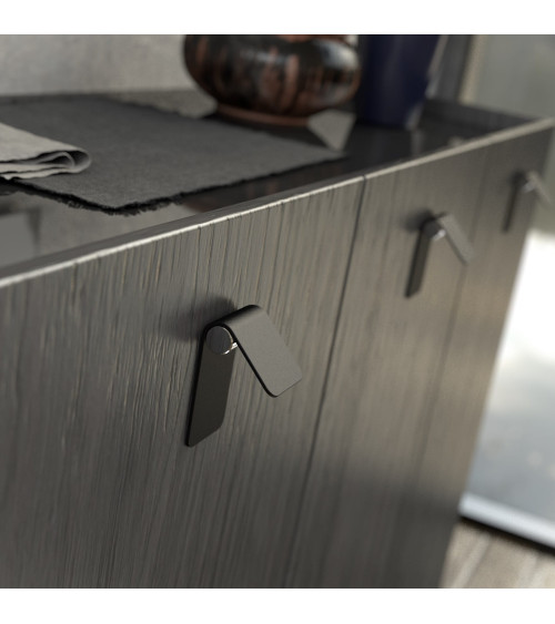 Tirador de mueble negro mate/cromo brillante TORN-1 tirador de diseño