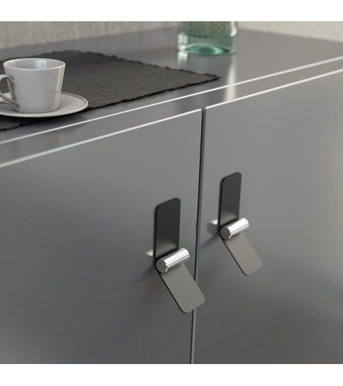 Tirador de mueble negro mate/cromo brillante TORN-2 tirador de diseño