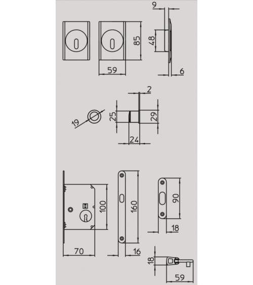 Tirador para puerta corredera moderno MANDELLI 1038TC/S ferretería de diseño