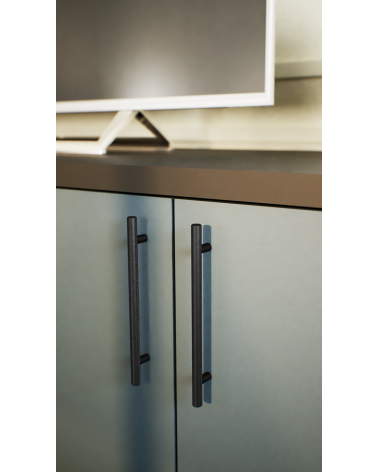 Tirador de mueble anodizado negro/negro mate CRUSO tirador de diseño montado verticalmente en un mueble
