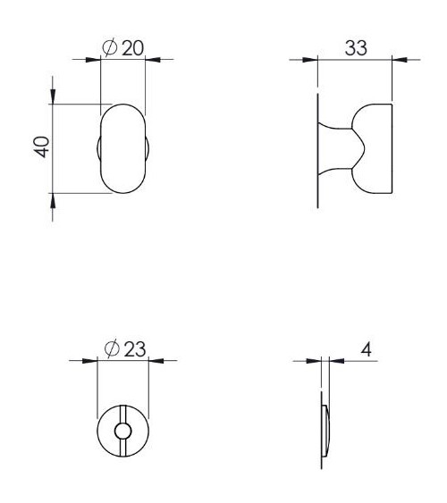 Roseta de puerta VERUM para WC (modelo Pure/Wind) - tirador de diseño