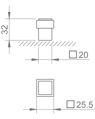 Tope de puerta de diseño TUPAI 2617 con dimensiones