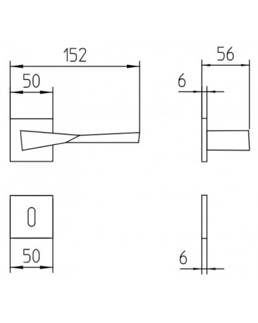 Manija de puerta en latón Mandelli Twee con dimensiones