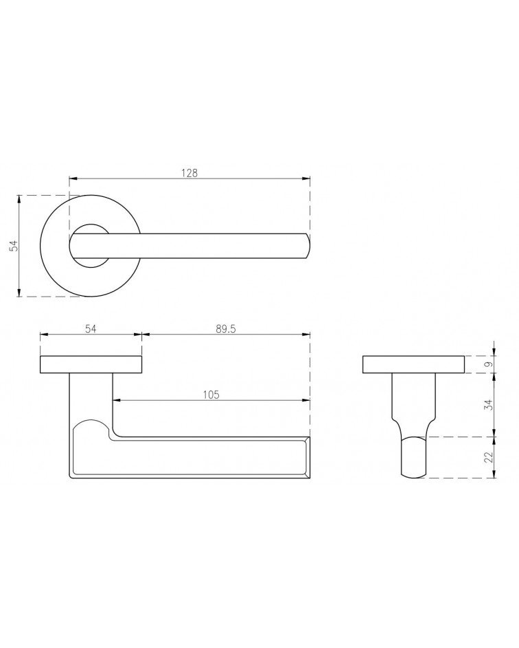 Tirador de puerta clásico OVAL 1702 con dimensiones