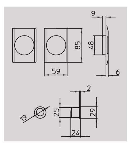Tirador para puerta corredera depurado MANDELLI 1038TL ferretería de diseño