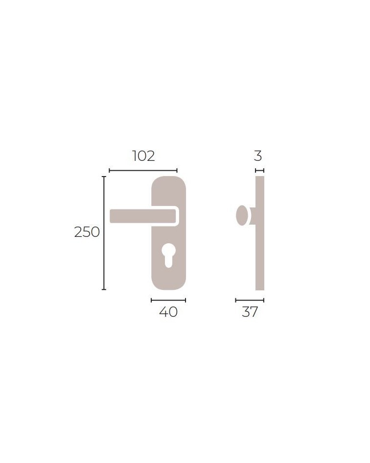 Tirador de puerta moderno sobre placa Latón - MADE IN FRANCE - tirador de diseño