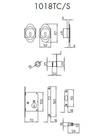 Tirador para puerta corredera elegante MANDELLI 1018TC/S con dimensiones