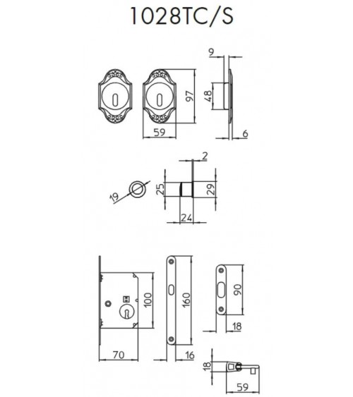Tirador para puerta corredera elegante MANDELLI 1028TC/S ferretería de diseño